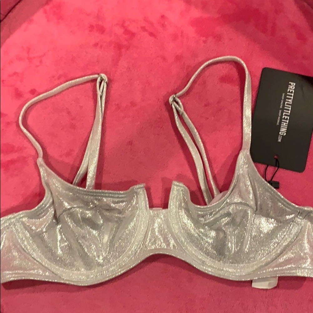 Pretty Little Thing Silver Bikini Top